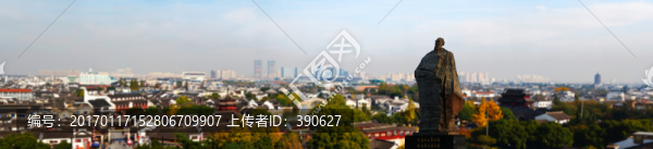 蘇州古城區(qū)全景,范仲淹雕像