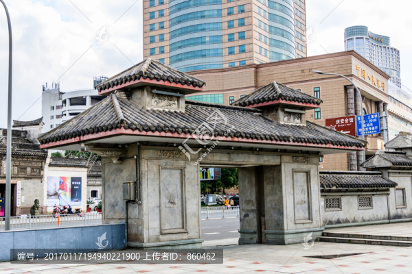 烏云下寧波三江口,寧波建筑