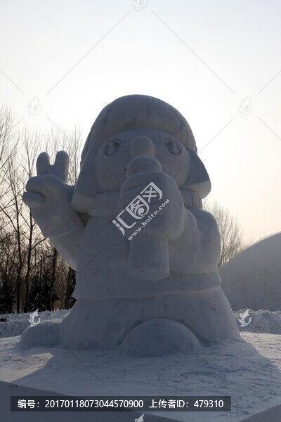 雪雕,雪,冬天,卡通