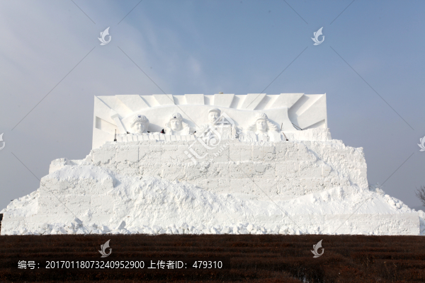 雪雕,雪,冬天,石油工人,雕塑