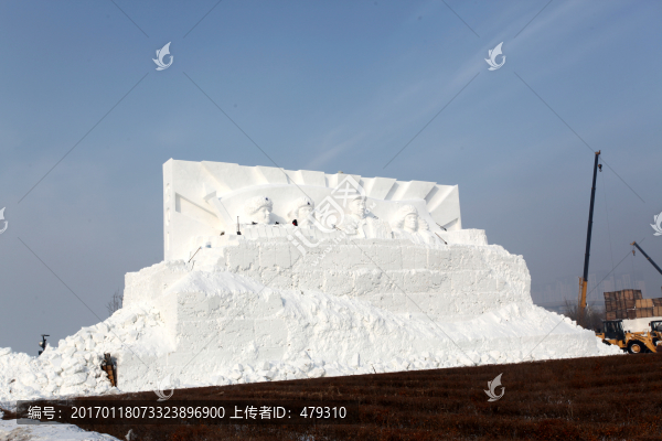 雪雕,雪,冬天,石油工人,雕塑