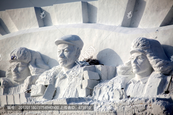 雪雕,雪,冬天,石油工人,雕塑