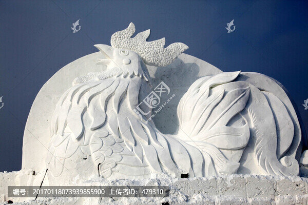 雪雕,雪,冬天,公雞
