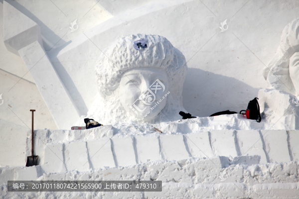 雪雕,雪,冬天,石油工人,雕塑