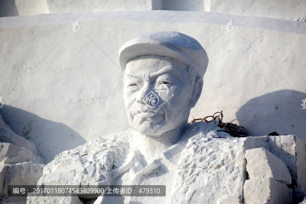 雪雕,雪,冬天,石油工人,雕塑