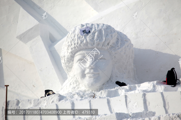 雪雕,雪,冬天,石油工人,雕塑