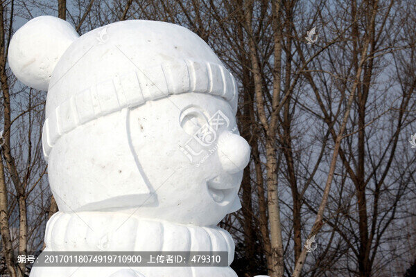 雪雕,雪,冬天,卡通