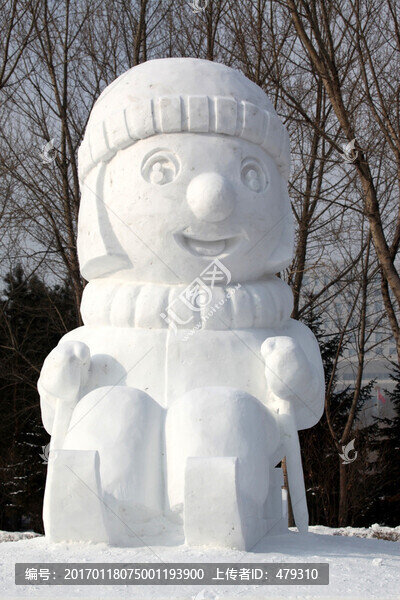 雪雕,雪,冬天,卡通