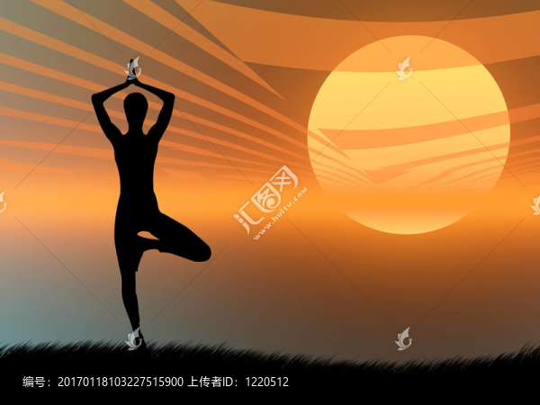 日落時的瑜伽姿勢