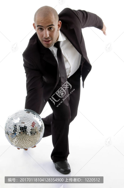 聰明的年輕高管翻滾迪斯科球