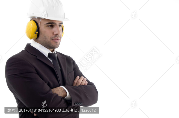 折疊臂工程師戴耳塞