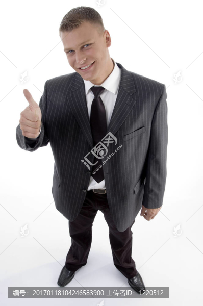 微笑的商人豎起大拇指