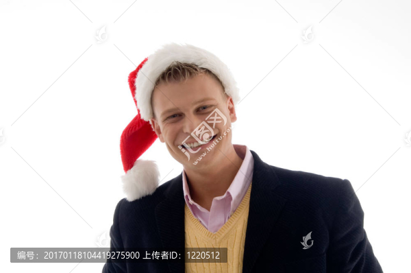 微笑商人與圣誕帽肖像
