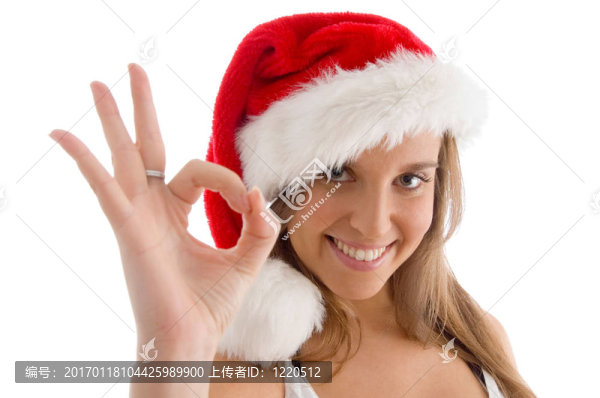 帶圣誕帽的模特