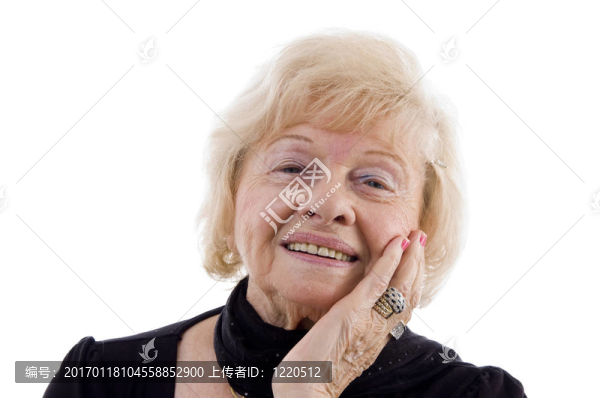 微笑的老女人的肖像