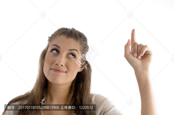 特寫美女指向上