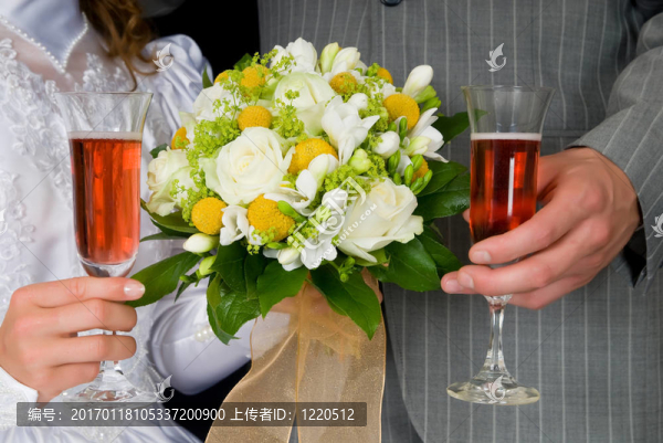 婚禮花束；香檳