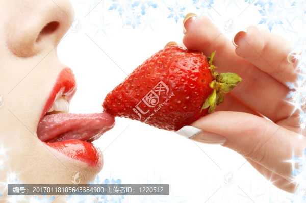 草莓；嘴唇和舌頭