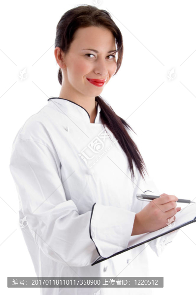 年輕廚師用剪貼板