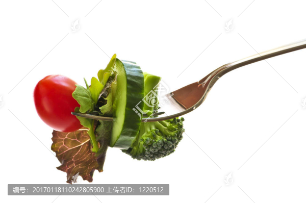 叉子上的新鮮蔬菜