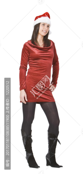 Santa戴帽子的女人