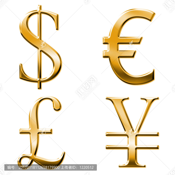 歐元；美元；日元；英鎊符號(hào)