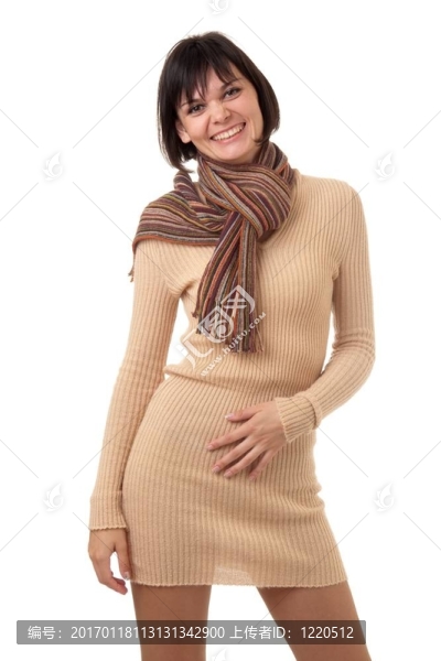 美麗的年輕女人與圍巾
