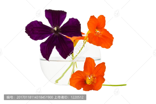 玻璃花瓶里的裝飾花