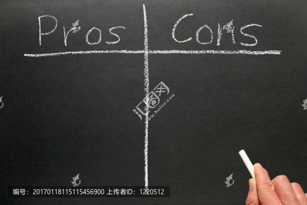 在黑板上寫正反兩方面。