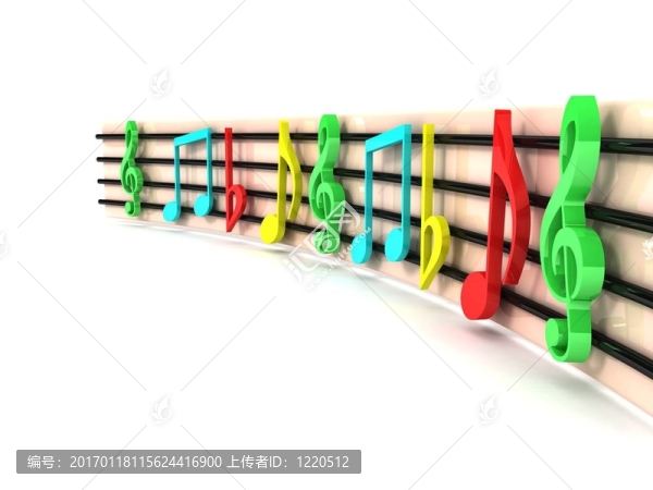 三維彩色音樂譜號側視圖