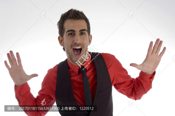 快樂的喊年輕的男