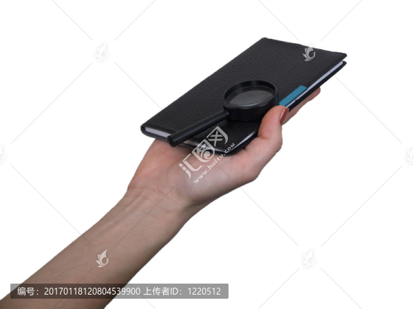 帶著筆記本的手