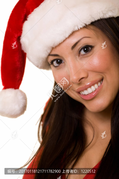 戴Santa帽的女人