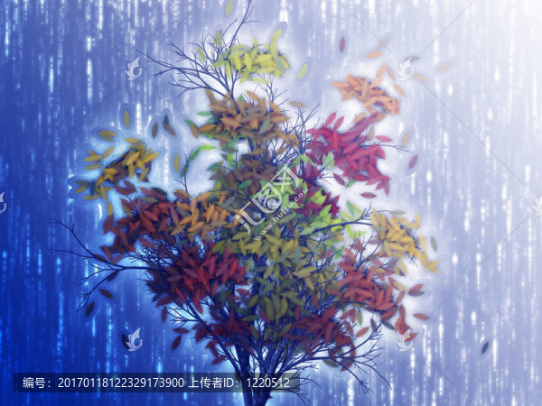 帶有落葉的樹；插圖