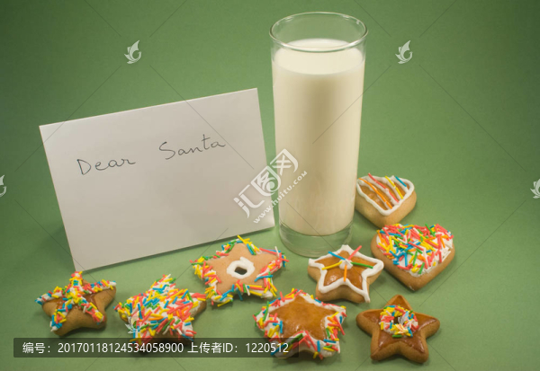 餅干；牛奶和一封信到Santa