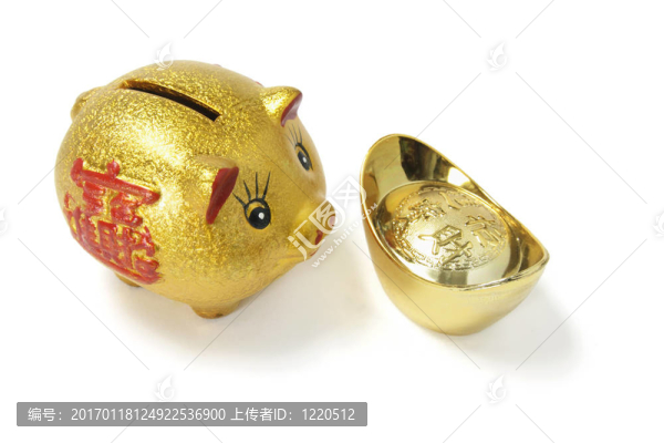 帶金錠的金豬儲蓄罐