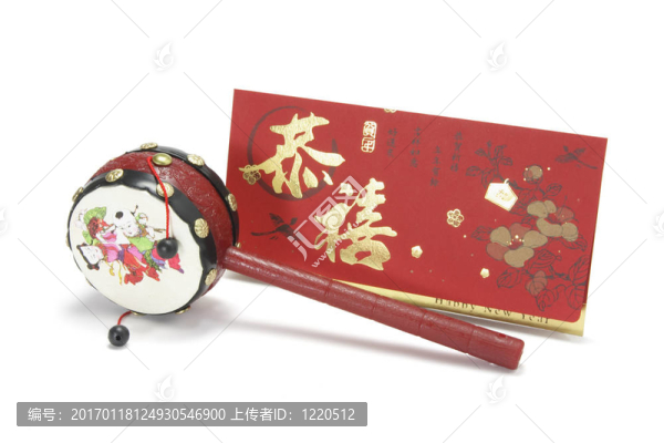中國手鼓和紅色的包