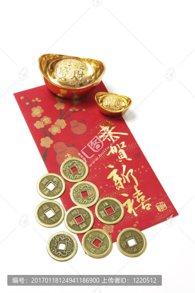 紅包上的中國(guó)金幣和金磚