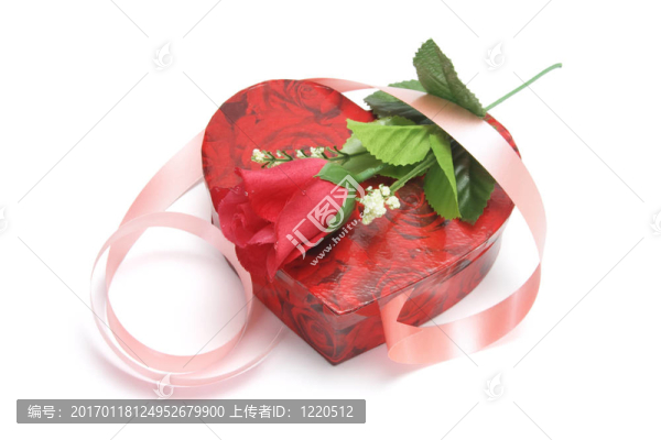 禮品盒上的紅玫瑰