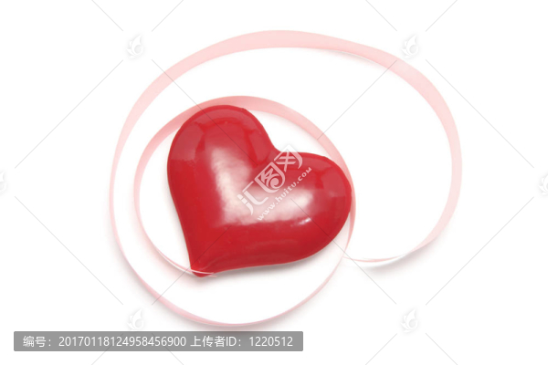 紅色愛的心帶禮品絲帶