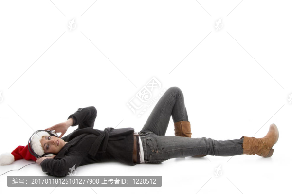 戴圣誕帽的女人