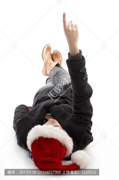 女戴圣誕帽