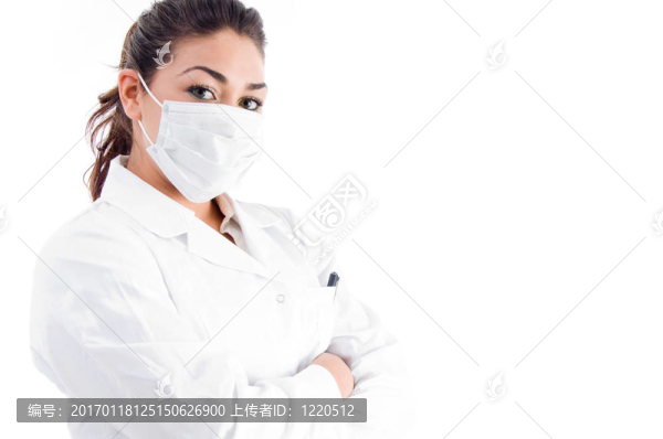 面具和折疊手的醫(yī)生肖像