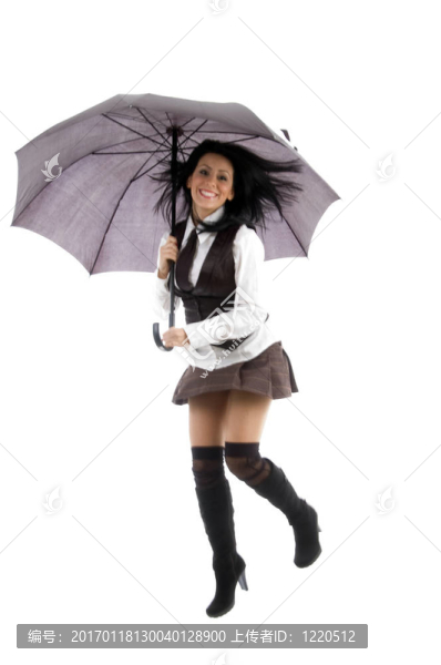 女子拿著傘跳