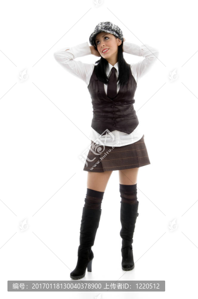 白人模特側身看的全身姿勢