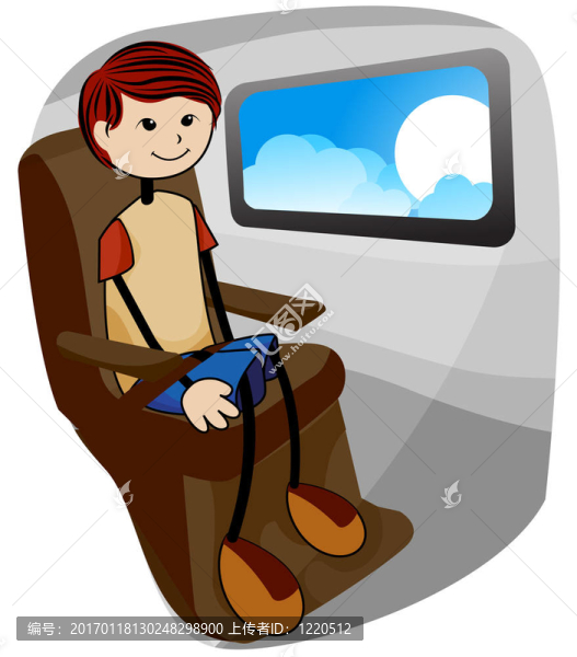 男孩在飛機上