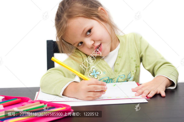 可愛的小女孩畫
