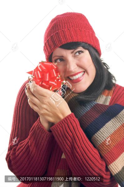 微笑的女人拿著禮物