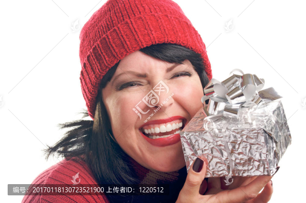 微笑的女人拿著禮物