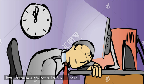 男人睡在電腦上